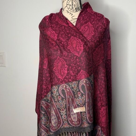 Gorgeous Burgundy Multicolor Pashmina - Picture 3 of 7